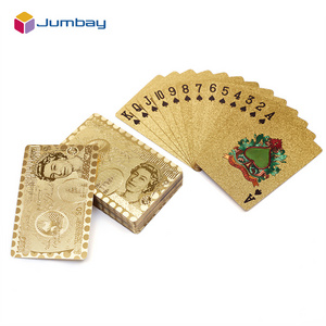 Custom high grade gold plated golden Dubai 999.9 gold wooden gift box playing cards