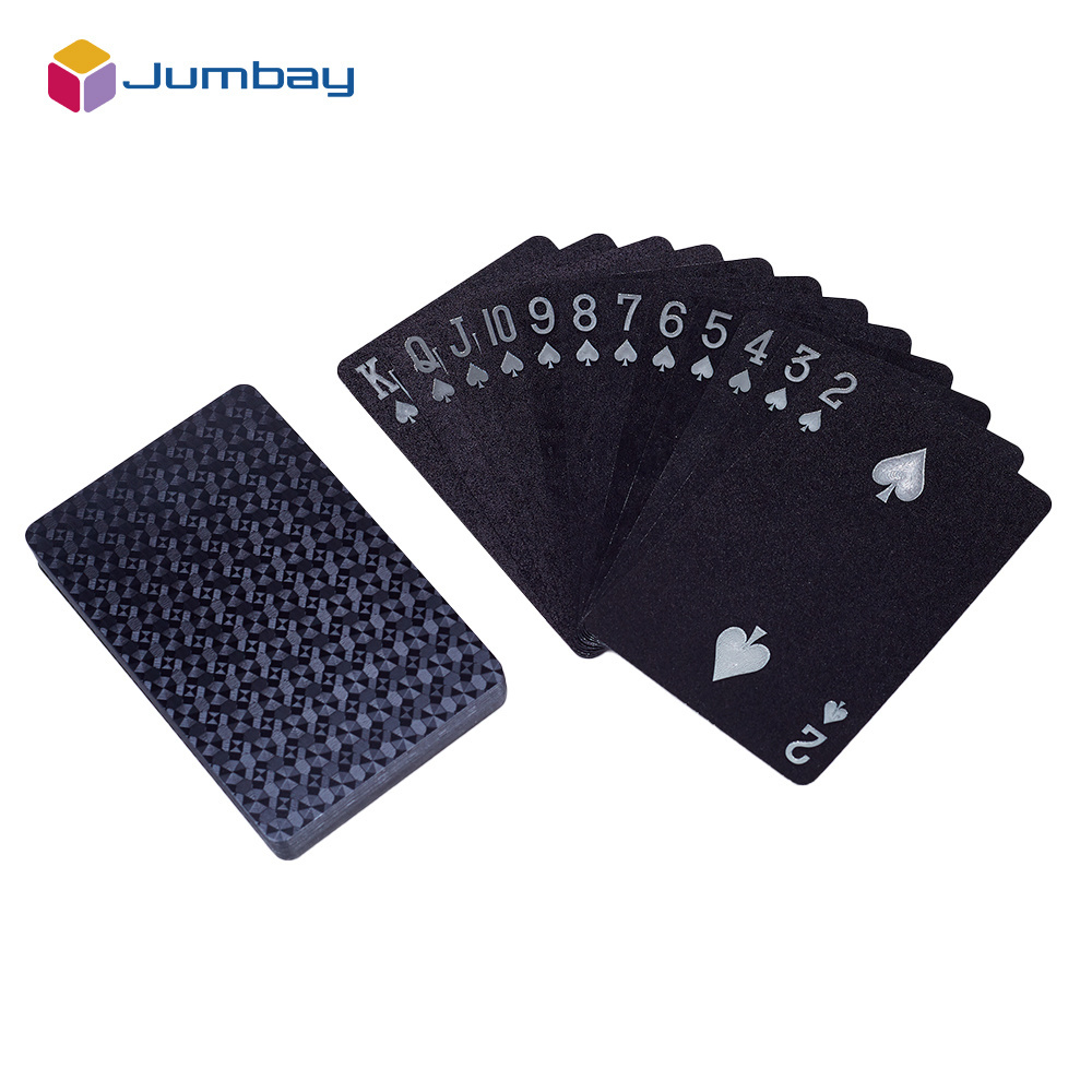 Costom Printing Color Logo Design Black Plastic Poker Game Card Play Cards