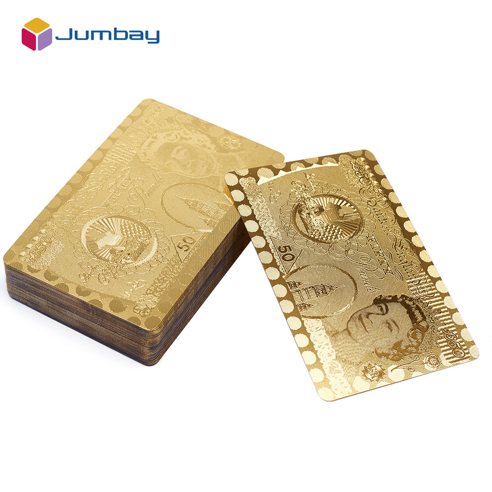 Custom high grade gold plated golden Dubai 999.9 gold wooden gift box playing cards