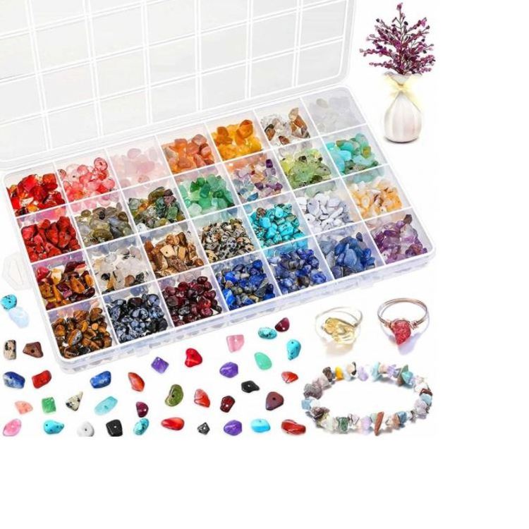 28 Color Irregular Crystal Chips Beads for Jewelry Making Nature Gemstones Beads Kit