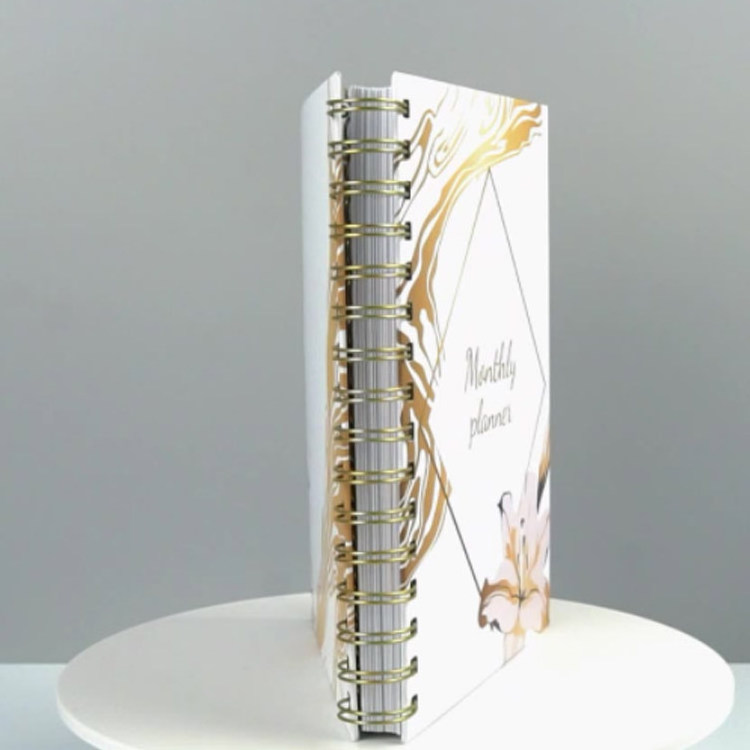 161*212mm weekly Planner This English foreign trade book A5 coil book gold double spiral monthly planner journal notebook