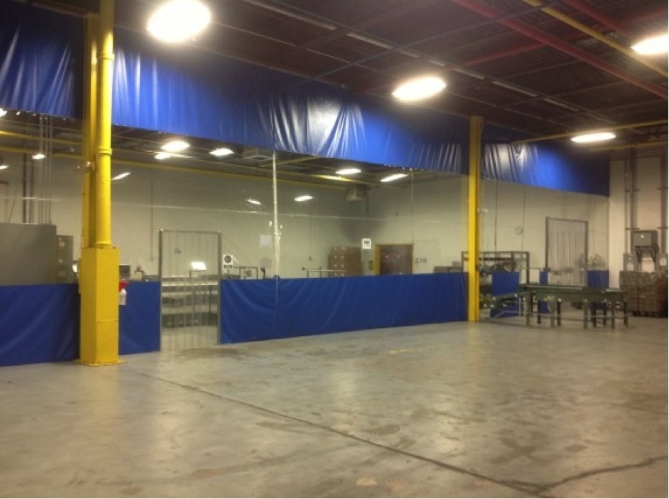 Heavy Duty Industrial PVC Tarpaulin Blue and Transparent Curtain Wall