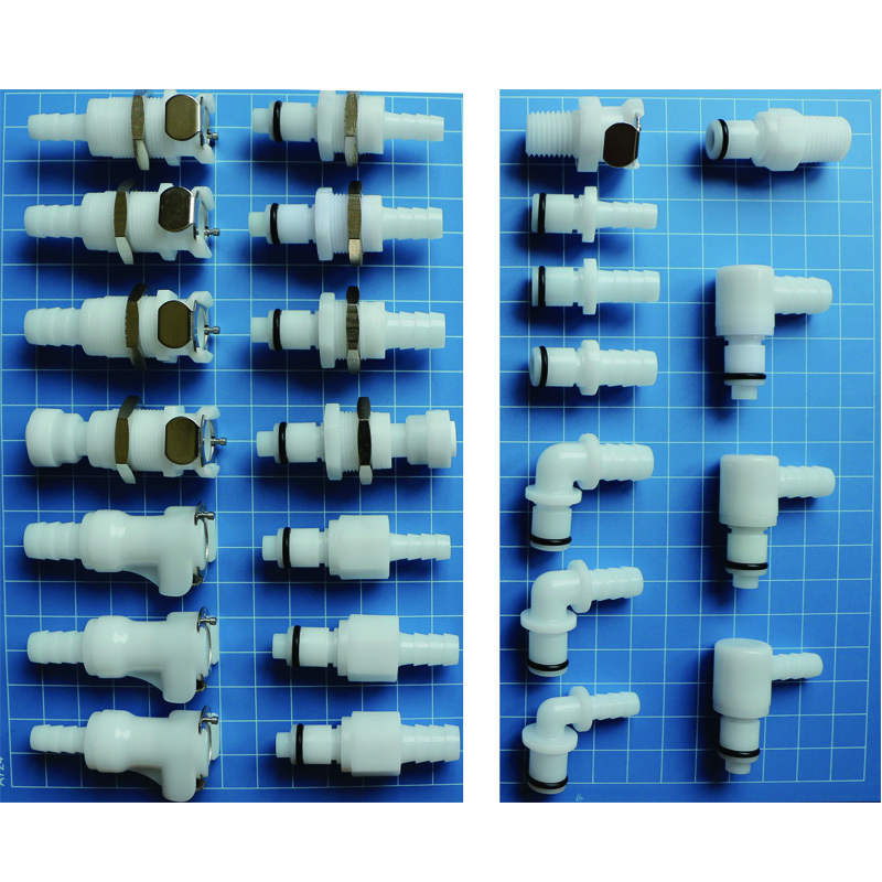 LMD230 Medical CPC Type Plastic Connectors Valved Elbow Quick Disconnect Couplings to Barbed Fittings