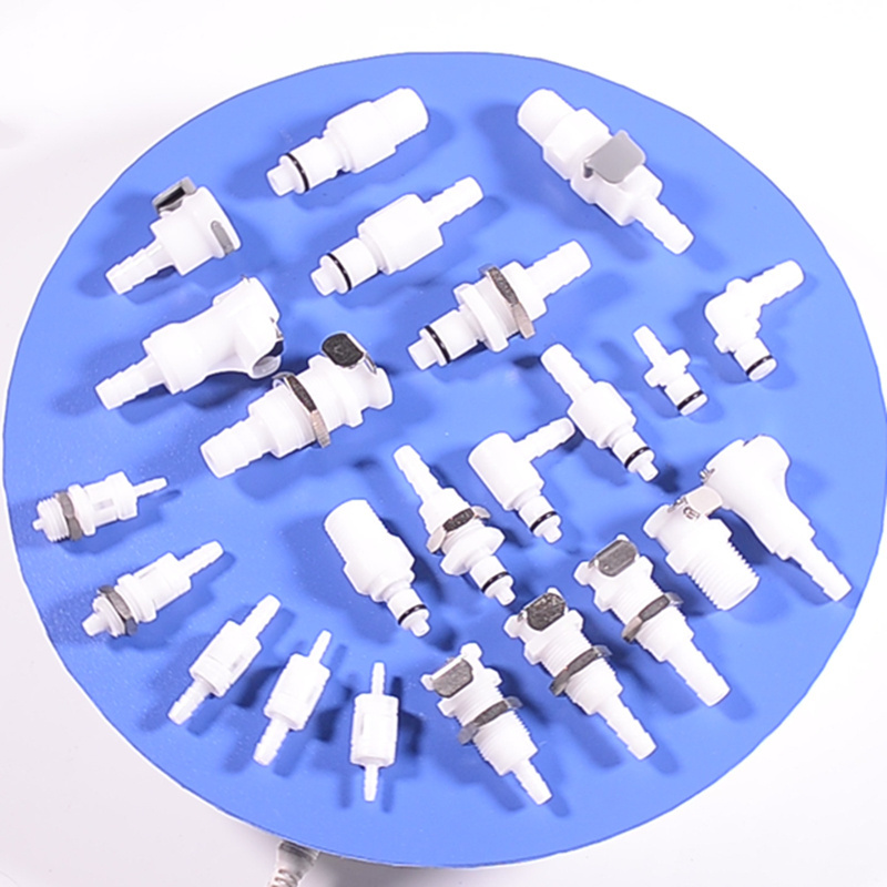 LMD230 Medical CPC Type Plastic Connectors Valved Elbow Quick Disconnect Couplings to Barbed Fittings