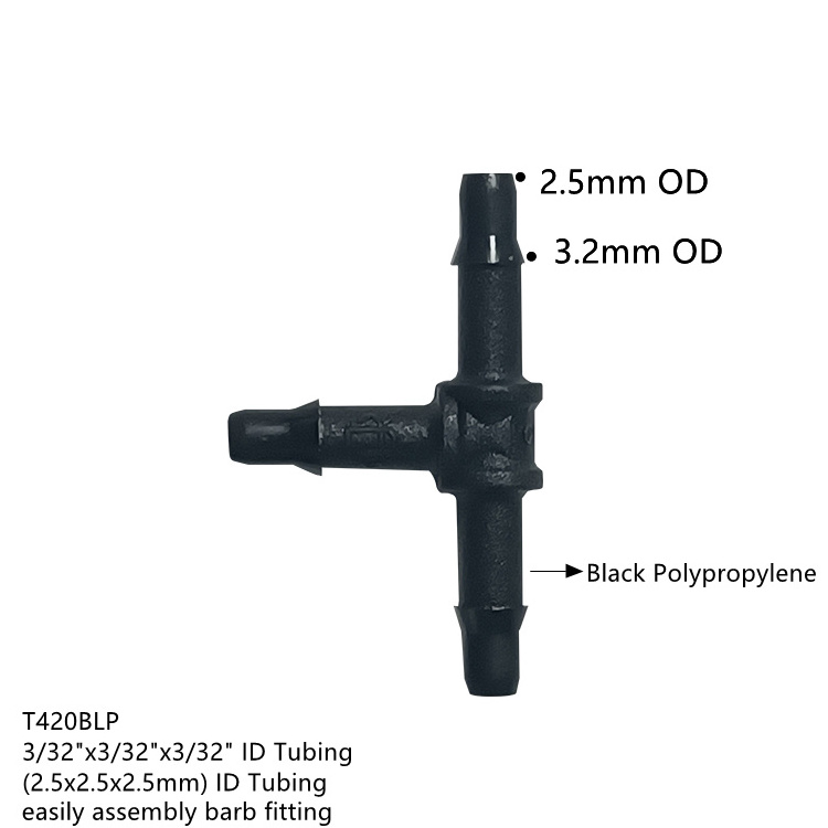 2.4/3.2/4mm Plastic Tee Tube 3 Ways Pipe Connector Medical Polypropylene Barb Fitting Tube Barb Connector For Rigid Tubing