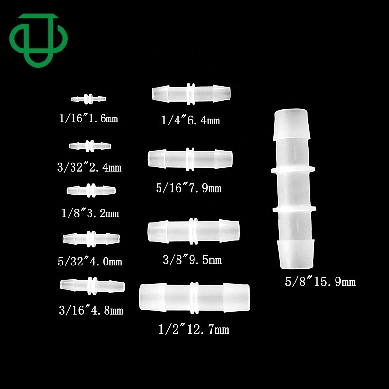 Factory Direct  Easy Tubing 1.6mm to 16mm Equal Reducing Straight I Type Plastic Barbed Air Tube Hose Barb Fittings