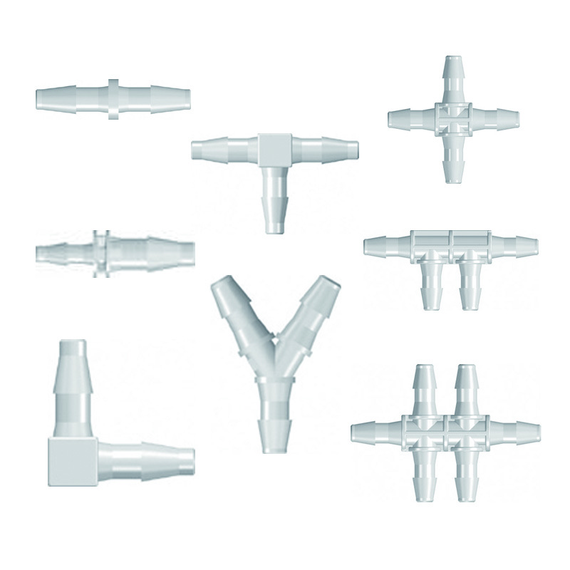 Factory T Shaped 1.6mm to 12.7mm Equal Plastic 3 Ways Hose Tube Barbed Reducing Tee Connector
