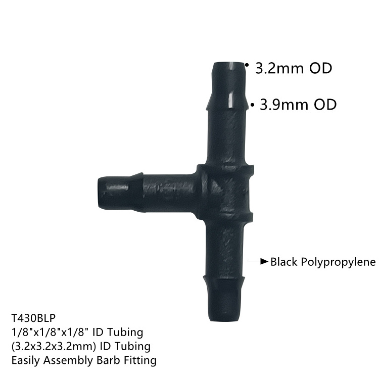 2.4/3.2/4mm Plastic Tee Tube 3 Ways Pipe Connector Medical Polypropylene Barb Fitting Tube Barb Connector For Rigid Tubing