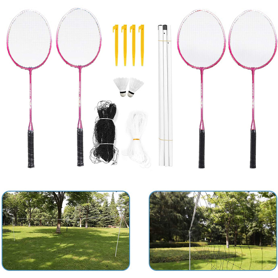 4 Player Sport Badminton Racket Set Badminton Racquet With Net/shuttcock/Volleyball/Pump for Family Fun