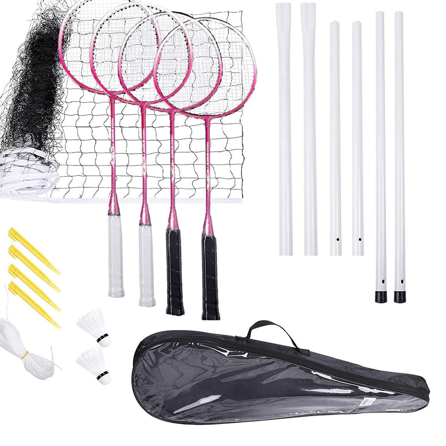 Aolilai Outdoor Backyard Volleyball and Badminton Combo Set with Portable Net System