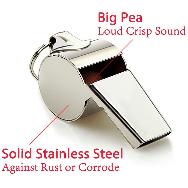 Stainless Steel Sports Metal Whistles with Lanyard, Loud Crisp Sound Whistles Great for Coaches, Referees