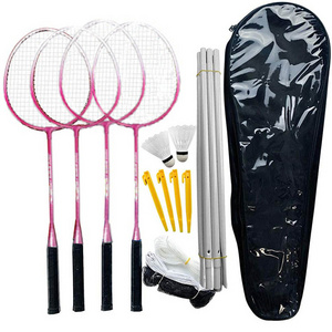 4 Player Sport Badminton Racket Set Badminton Racquet With Net/shuttcock/Volleyball/Pump for Family Fun