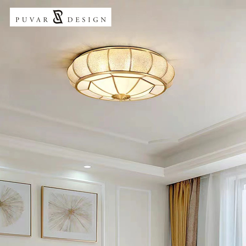 American copper ceiling light in bedroom Master bedroom study romantic warm round light