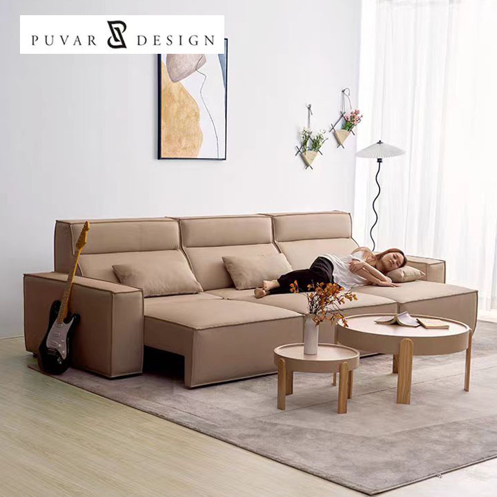 Modern simple leather functional sofa living room remote control intelligent electric sofa bed