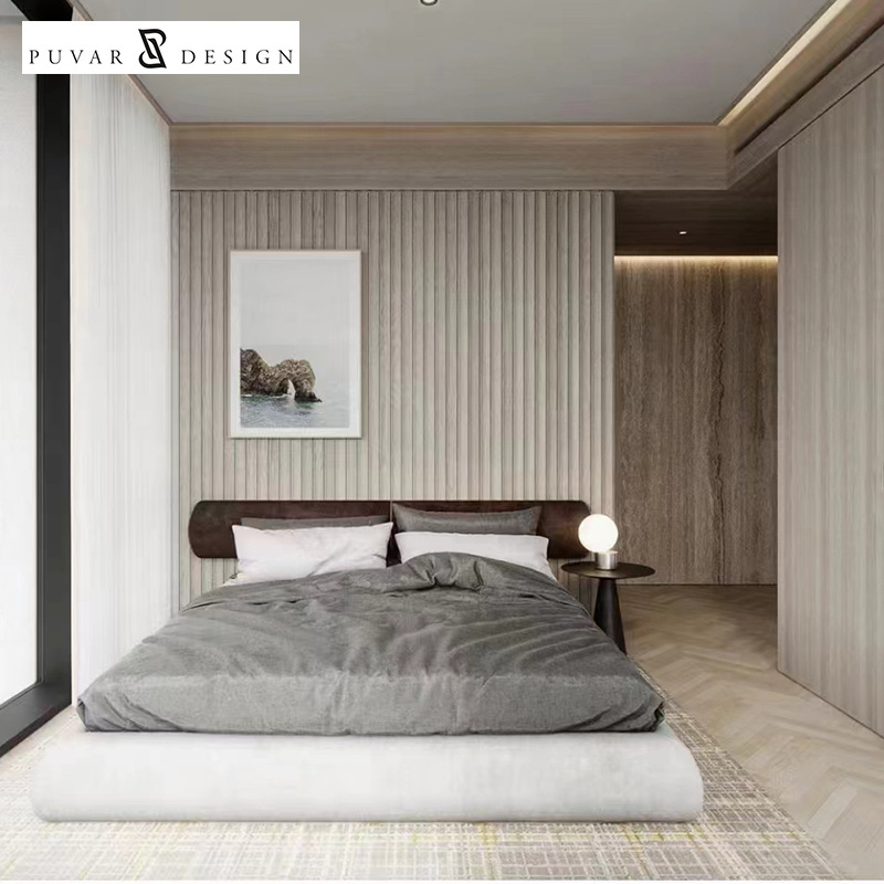 Home interior bedroom bed decoration 3D composite solid wood trough wall panel