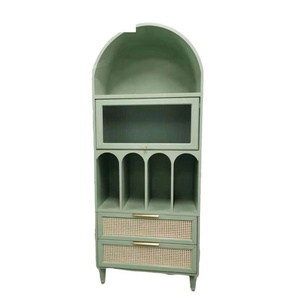 American solid wood light luxury bookshelf side cabinet retro arch decorative cabinet