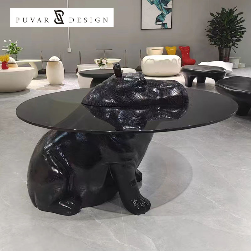 Modern minimalist living room home furniture tempered glass coffee table Hippo tea table