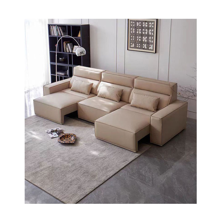 Modern simple leather functional sofa living room remote control intelligent electric sofa bed