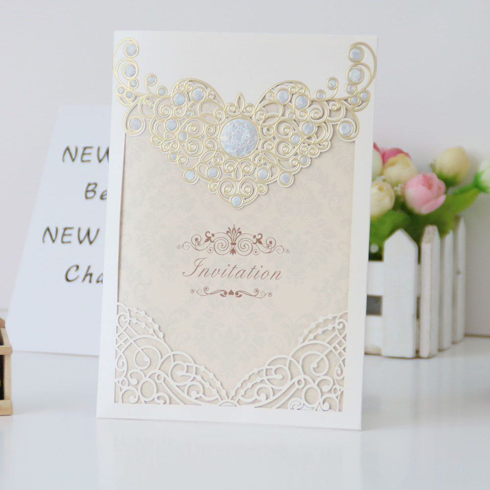 Best colorful laser cut gilding pearl paper craft cards wedding design wedding card