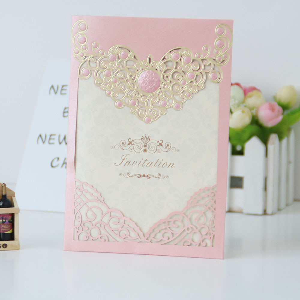 Best colorful laser cut gilding pearl paper craft cards wedding design wedding card