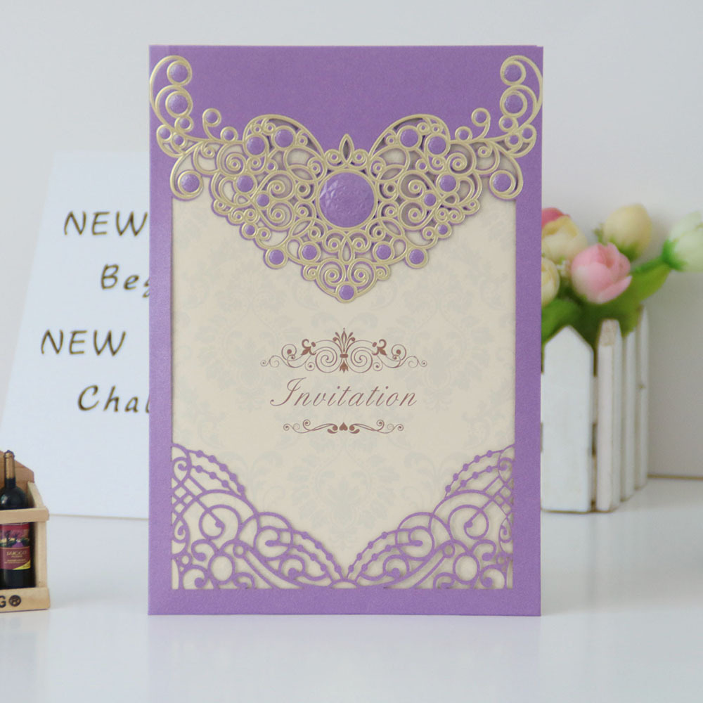 Best colorful laser cut gilding pearl paper craft cards wedding design wedding card