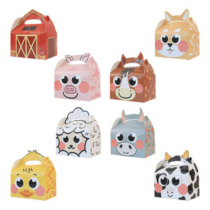 Farm Animal theme  Kids Birthday Decorations Supplies  Party Favor Boxes Barnyard Happy Treat Boxes Candy Goodies Gift Box