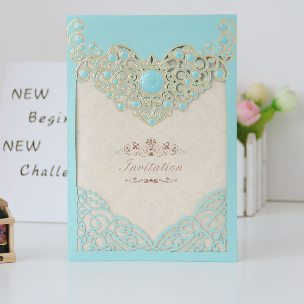 Best colorful laser cut gilding pearl paper craft cards wedding design wedding card