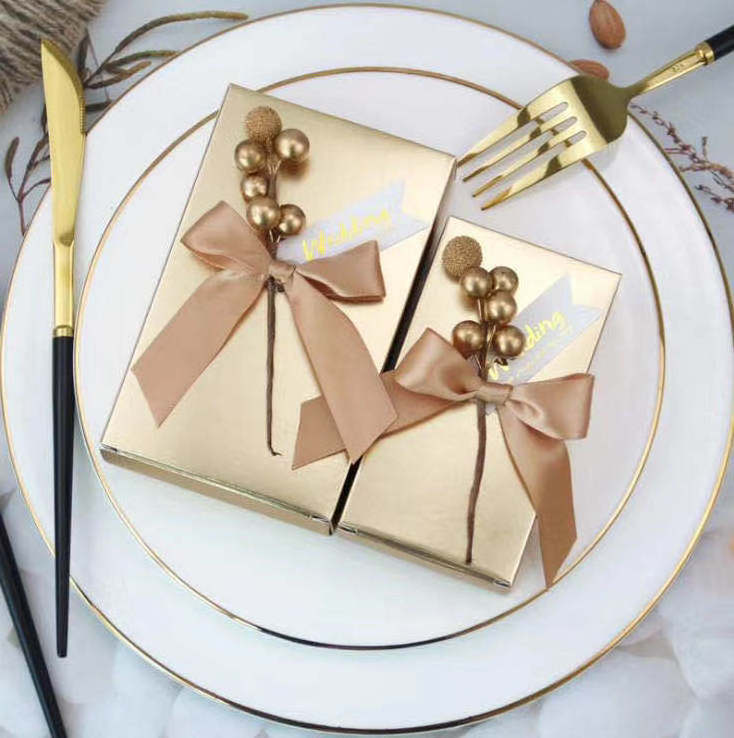 European luxury gold  candy box Wedding Party Favors Chocolate Paper Gift Box