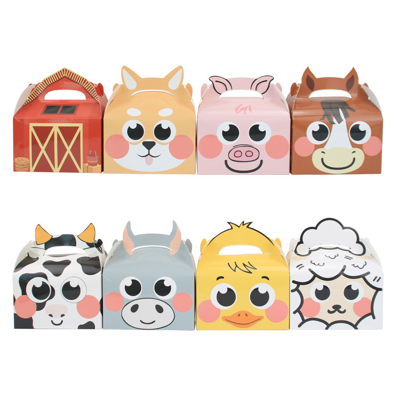 Farm Animal theme  Kids Birthday Decorations Supplies  Party Favor Boxes Barnyard Happy Treat Boxes Candy Goodies Gift Box