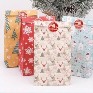 New Products Kraft Christmas Paper Gift Bag Sweet Candy Cookie Packaging  Box with stickers