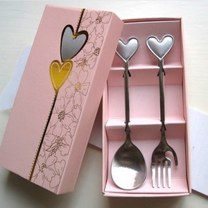 2pcs set Party Favor Love Heart Spoon and Fork Set Wedding Decoration Giveaways Supplies