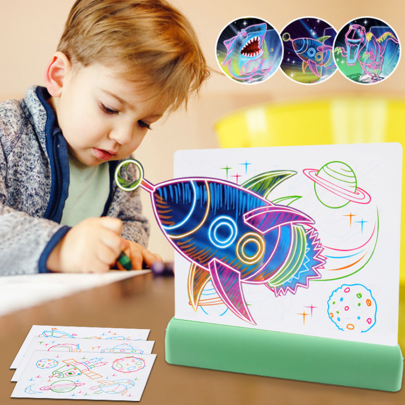 Jumon LED Night Light Acrylic Message Note Board With Bracket Erasable Children Drawing Board Kids Gifts Bedroom