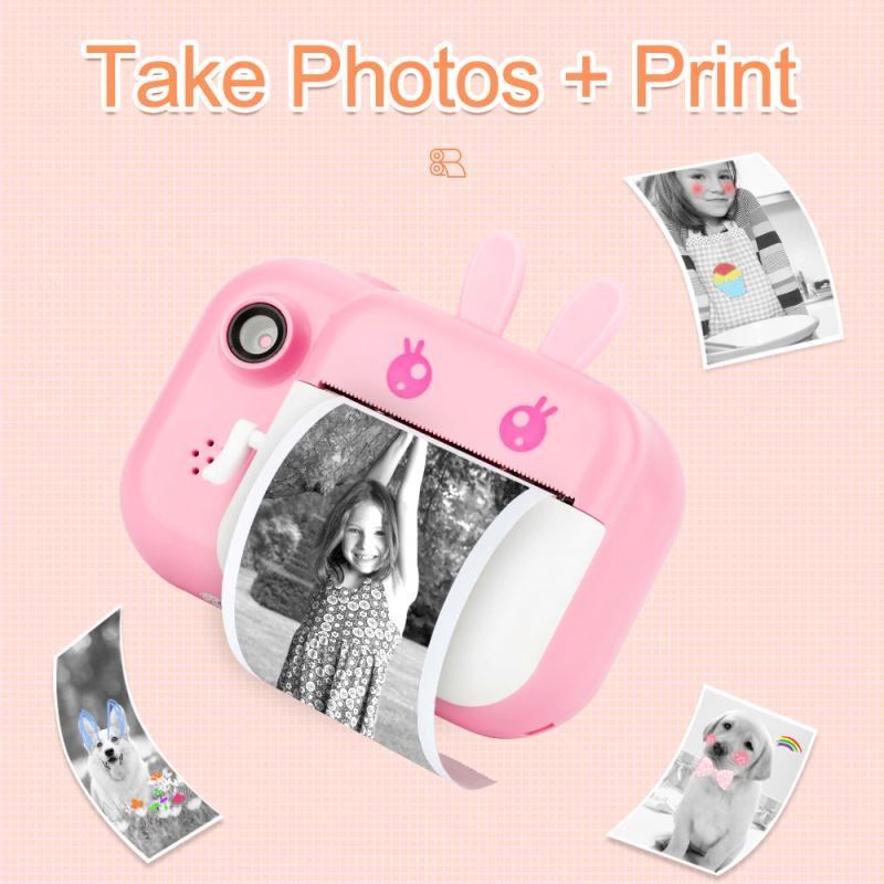 Jumon 1080P Video Instant Children Print Camera Zero Ink Kids Digital 12MP Selfie Camera Photo Toys Children Instant Film Camera