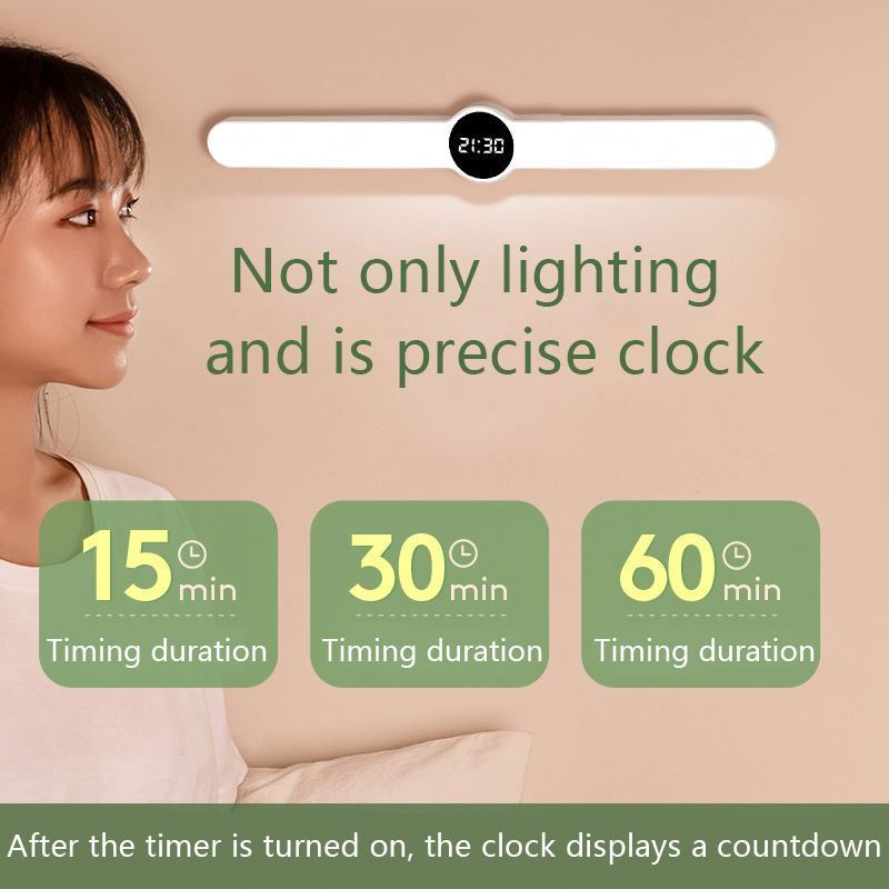 Jumon Table Lamp Clock USB Led Light Hanging Magnetic Desk Lamp Chargeable Stepless Dimming Night Light Bedroom Reading Lamp