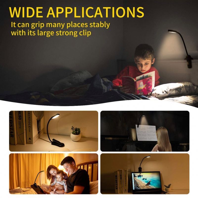 Jumon LED Mini Brightness Levels Liseuse Book Light for Reading in Bed Rechargeable Long Lasting Clip On Reading Light