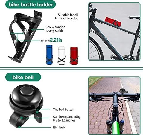 Istaride Bike Frame Bag Light Set Lock Bike Water Bottle Cage Bell Mirrors for Adult Kids Road Mountain Bicycle Accessories