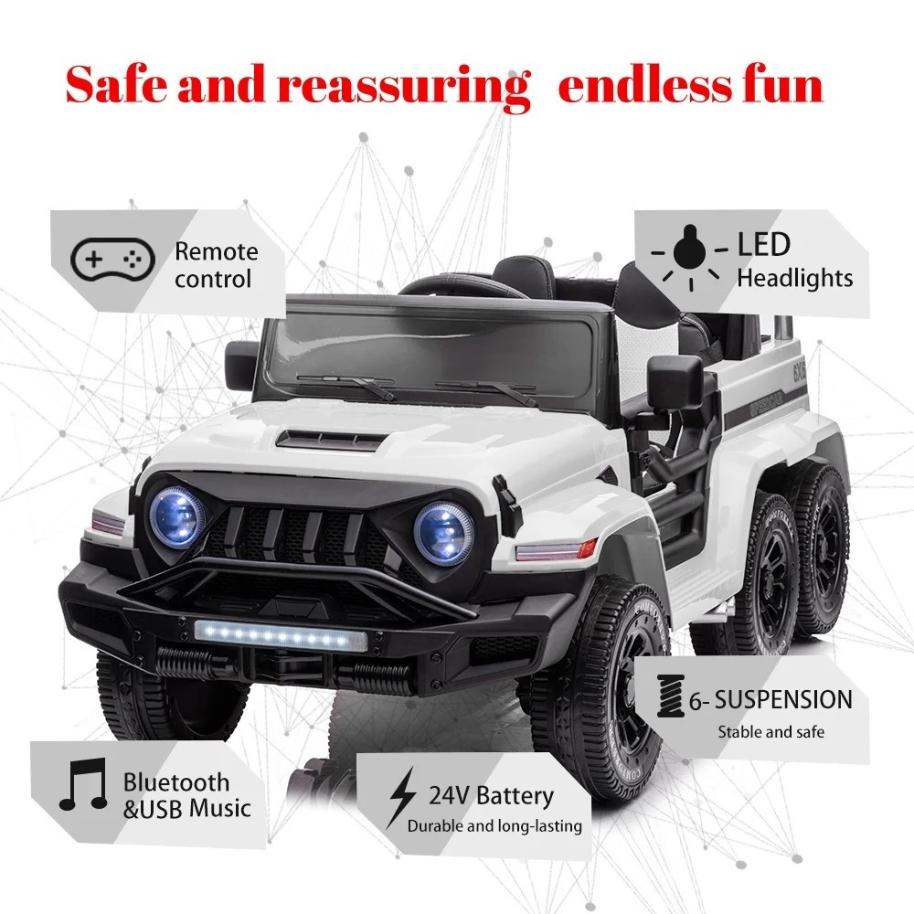 Istaride Kids Car Electric 24V Battery Powered Vehicle Bluetooth Audio 2 Seater Electric Ride On Truck Car with Remote Control