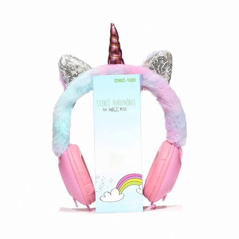 Jumon Unicorn Headphones - Over Ear Wired Girls Kids 1.2m Length Microphone For Laptop MP3 Tablet PC Headset