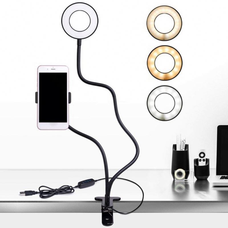 Jumon 2 in 1 Led Selfie Ring Light Desk lamp Selfie Light With Cell Phone Holder dial head 2in1 clip on ring light