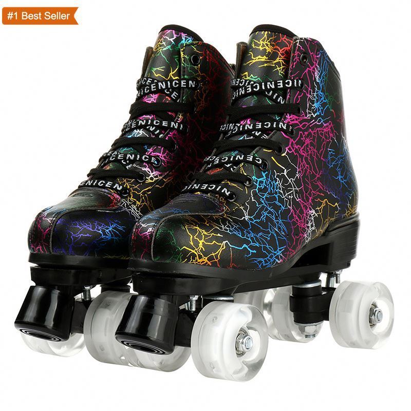 Istaride New Ice Skates Adult Double Row Roller Skates Luminous Wheels Rollschuhlaufen Men'S And Women'S Roller Shoes Skates