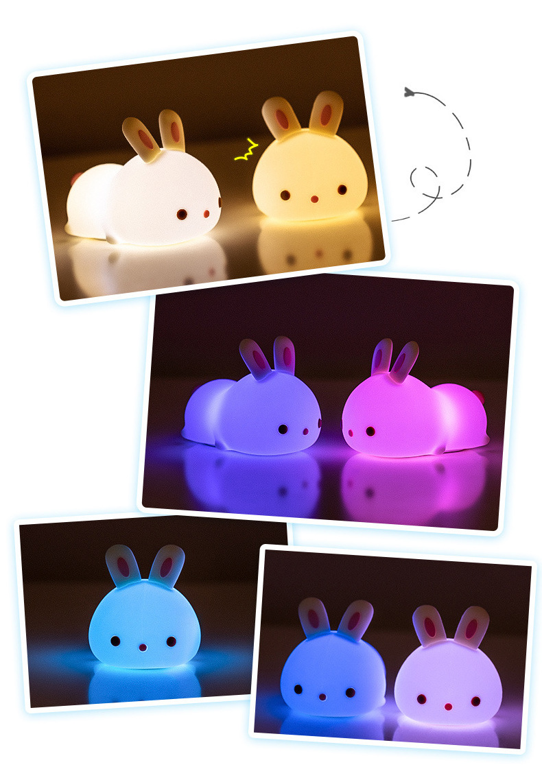 Jumon Cute Gift for Kids Children Cartoon Lamp Creative Rabbit Silicone Night Light LED Lamp