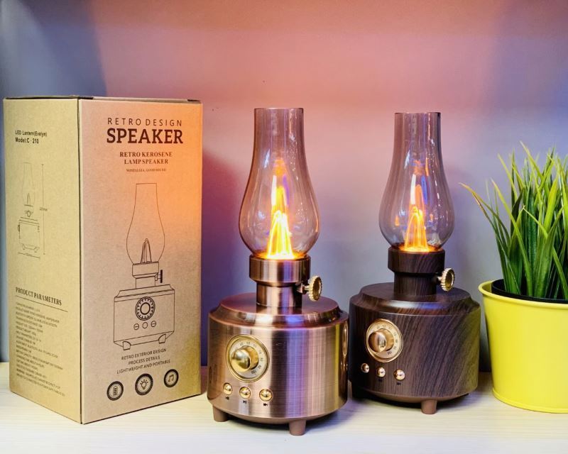 Jumon Rechargeable Portable Lanterns Camping Light Retro Soft Light Night Light Kerosene Lamp Bluetooth Speaker