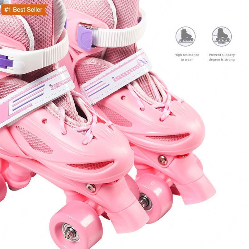 Istaride Flashing Pu Wheels Double Row Makarali Bicaklar Roller Skates Shoes For Kids Adjustable 4 Roller Skate