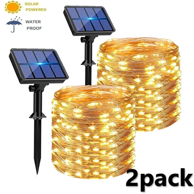 Jumon Solar String Lights Outdoor Waterproof Solar Powered Copper Wire 8 Modes Fairy Lights for Wedding Party Christmas Tree