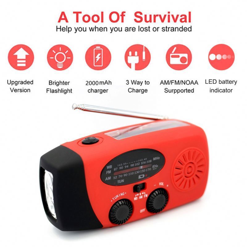 Jumon 2000mAh Multifunctional Linternas Para Emergencias USB Charging FM AM WB NOAA Weather Radio Emergency LED Flashlight Torch