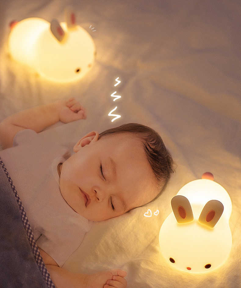 Jumon Cute Gift for Kids Children Cartoon Lamp Creative Rabbit Silicone Night Light LED Lamp