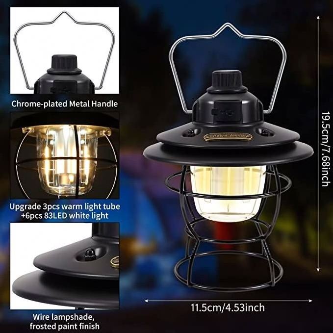 Jumon Outdoor Battery Operated Lanterns Hanging Waterproof Lantern with Dancing Flame Outdoor Weatherproof Camping Light