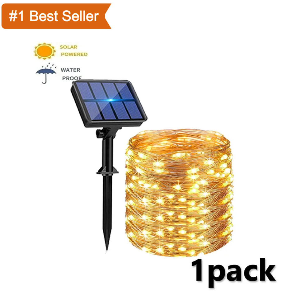 Jumon Solar String Lights Outdoor Waterproof Solar Powered Copper Wire 8 Modes Fairy Lights for Wedding Party Christmas Tree