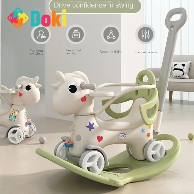 Istaride Rocking Horse Trojan Horse Children Rocking Horse Baby Roller Coaster Two-in-one Multi-function Toy Toddler Rocker