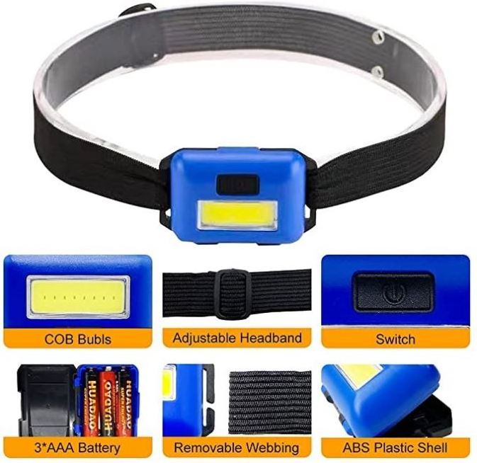 Istaride LED Headlamp Flashlight 3 Modes 24 AAA Batteries Waterproof Work Headlight for Camping Running Reading Headlamp